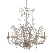Currey and Company - 9975 - Eight Light Chandelier - Crystal Bud Collection - Silver Granello