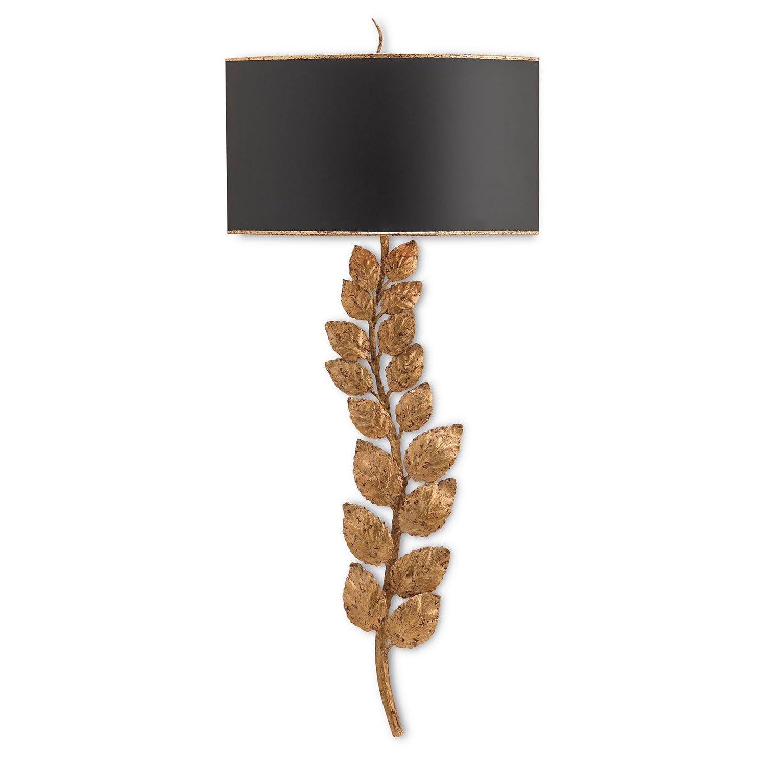 Currey and Company - 5221 - Two Light Wall Sconce - Birdwood Gold Wall Sconce - Textured Gold Leaf/Satin Black