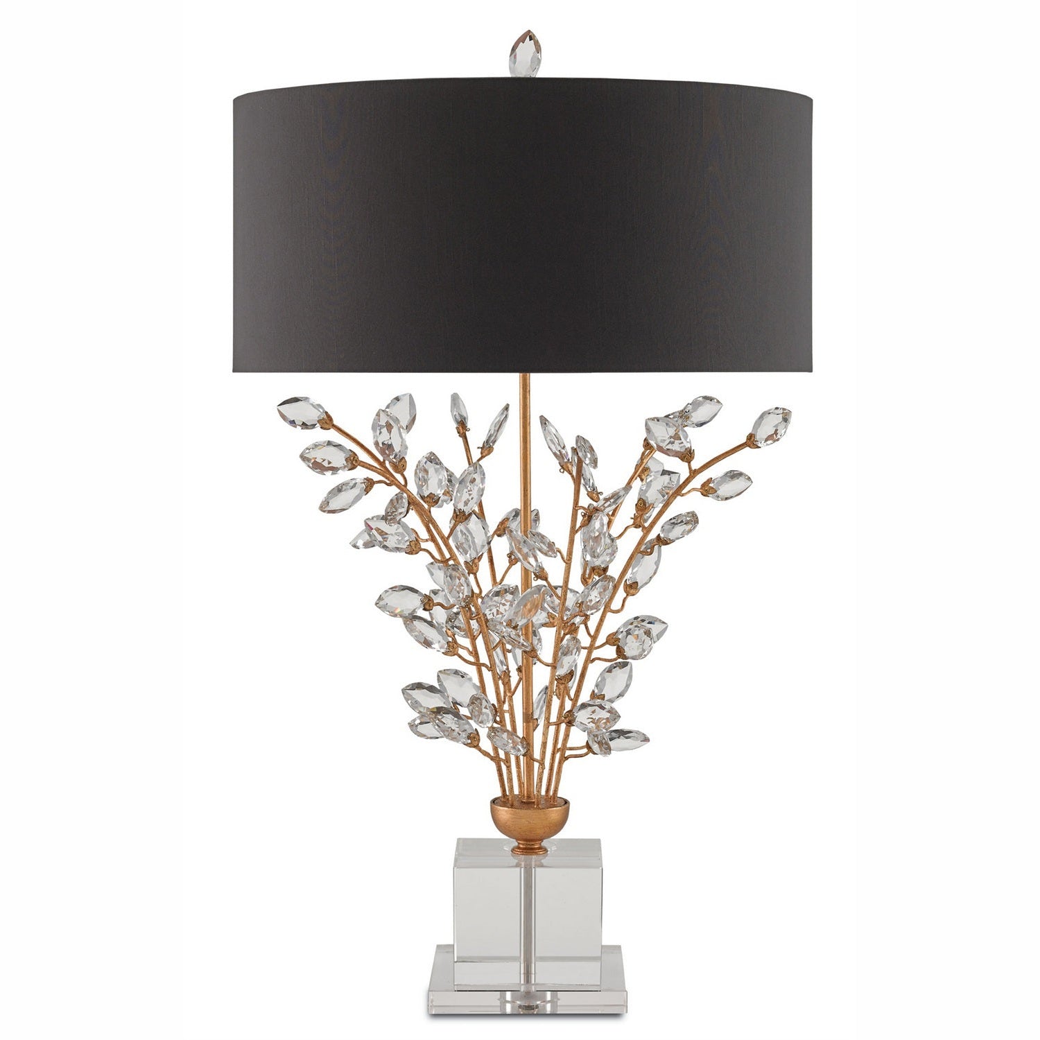 Currey and Company - 6983 - Two Light Table Lamp - Forget-Me-Not Collection - Chinois Gold Leaf/Clear