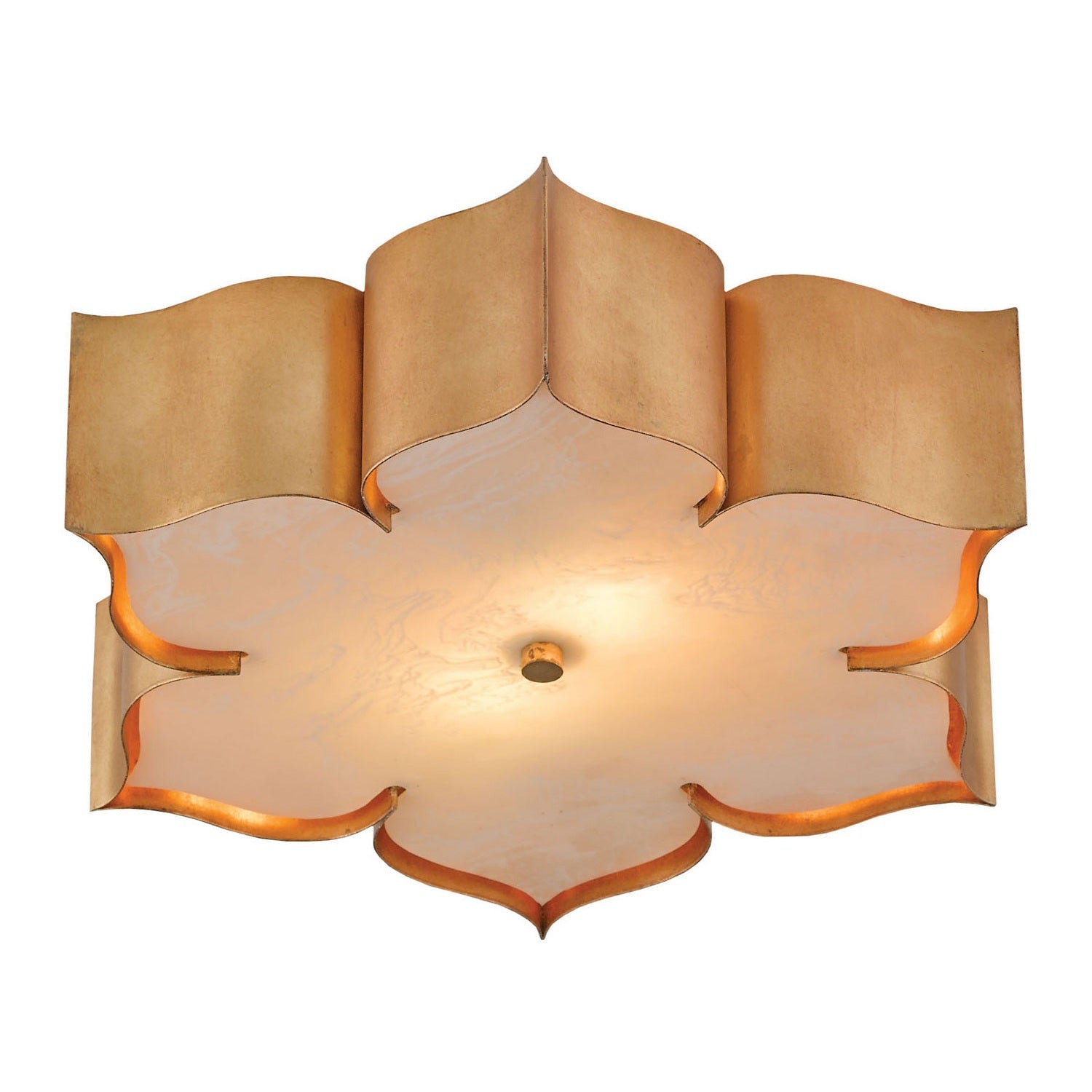 Currey and Company - 9999-0010 - Two Light Flush Mount - Grand Lotus Collection - Antique Gold Leaf