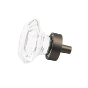 Fire 1-1/8" Crystal Traditional Antique Mini Small Cabinet Knob with Solid Brass Base