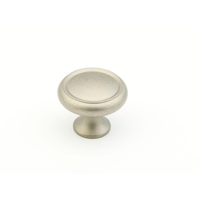 Schaub and Company - 711-DN - Baroque 1-1/4" Solid Brass Traditional Mushroom Ringed Cabinet Knob in Distressed Nickel