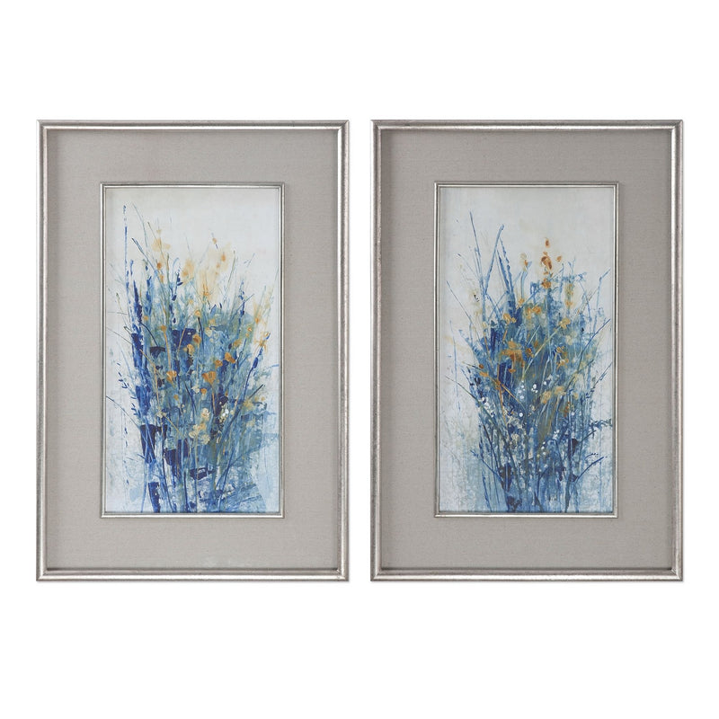 Uttermost - 41558 - Wall Art - Indigo Florals - Gray Linen
