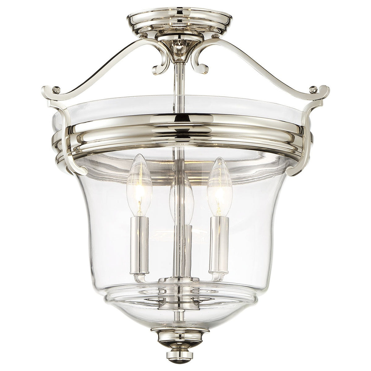Minka-Lavery - 3297-613 - Three Light Pendant (Convertible To Semi Flush) - Audrey'S Point - Polished Nickel