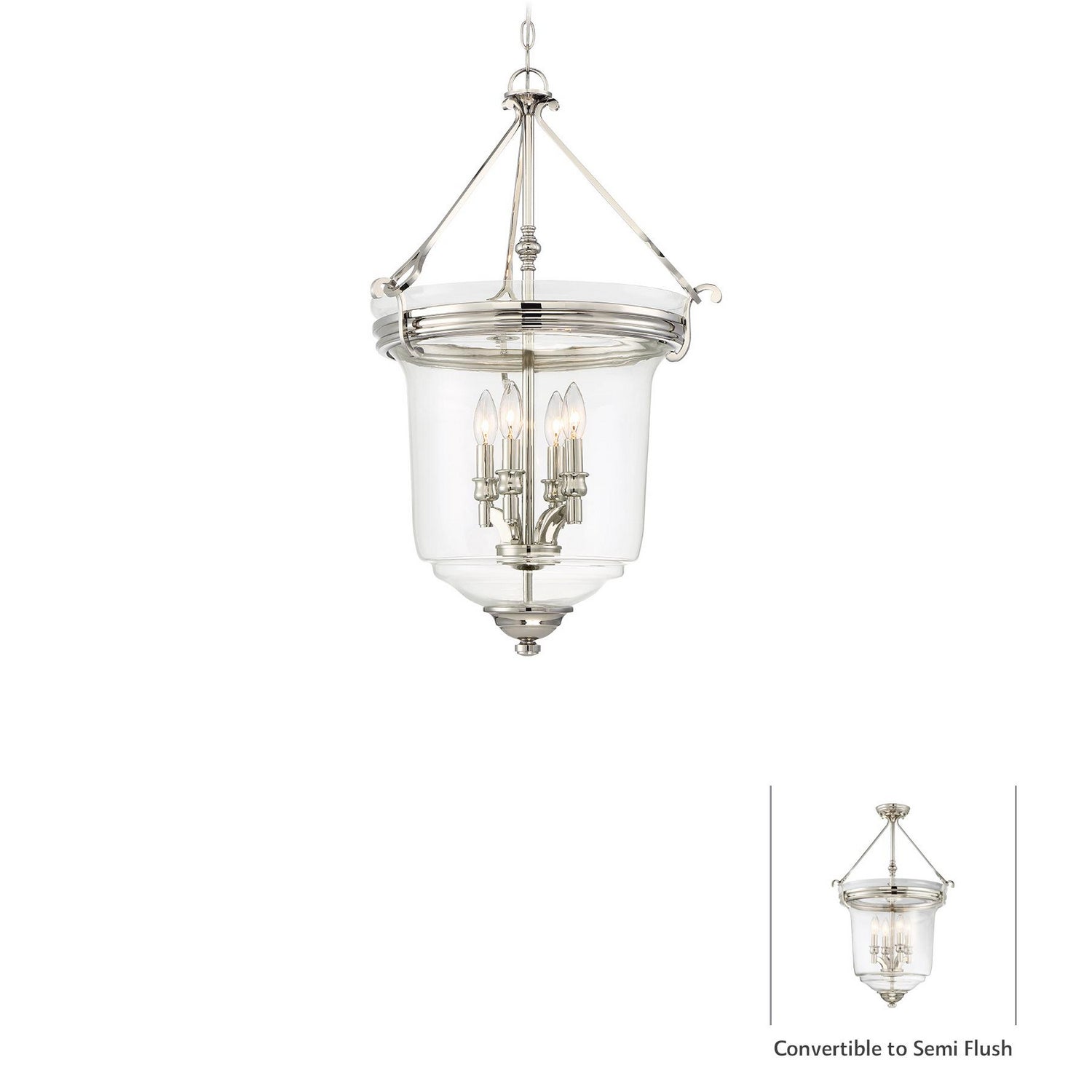Minka-Lavery - 3298-613 - Four Light Pendant (Convertible To Semi-Flush) - Audrey'S Point - Polished Nickel