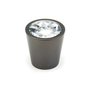 Schaub and Company - 72-C-BZ - Stargaze 1-1/16" Contemporary Luxury Cone Mini Solid Brass Cabinet Knob with Glass Crystal Accent in Bronze with Clear Crystal