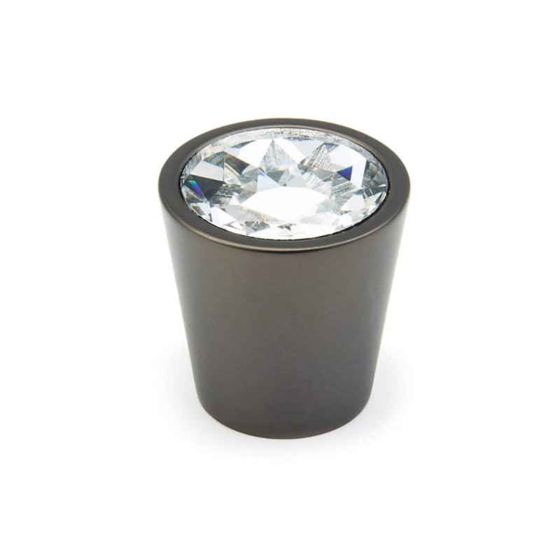 Schaub and Company - 72-C-BZ - Stargaze 1-1/16" Contemporary Luxury Cone Mini Solid Brass Cabinet Knob with Glass Crystal Accent in Bronze with Clear Crystal
