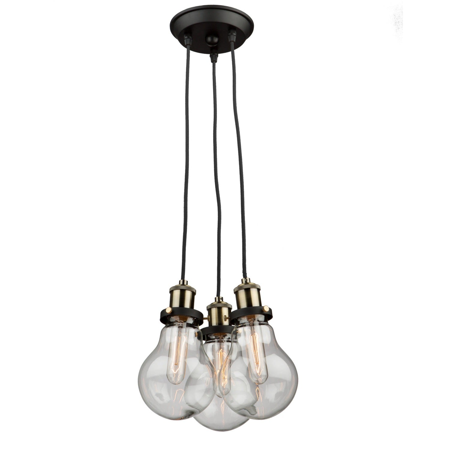 Artcraft - AC10483 - Three Light Chandelier - Edison - Matte Black & Vintage Brass