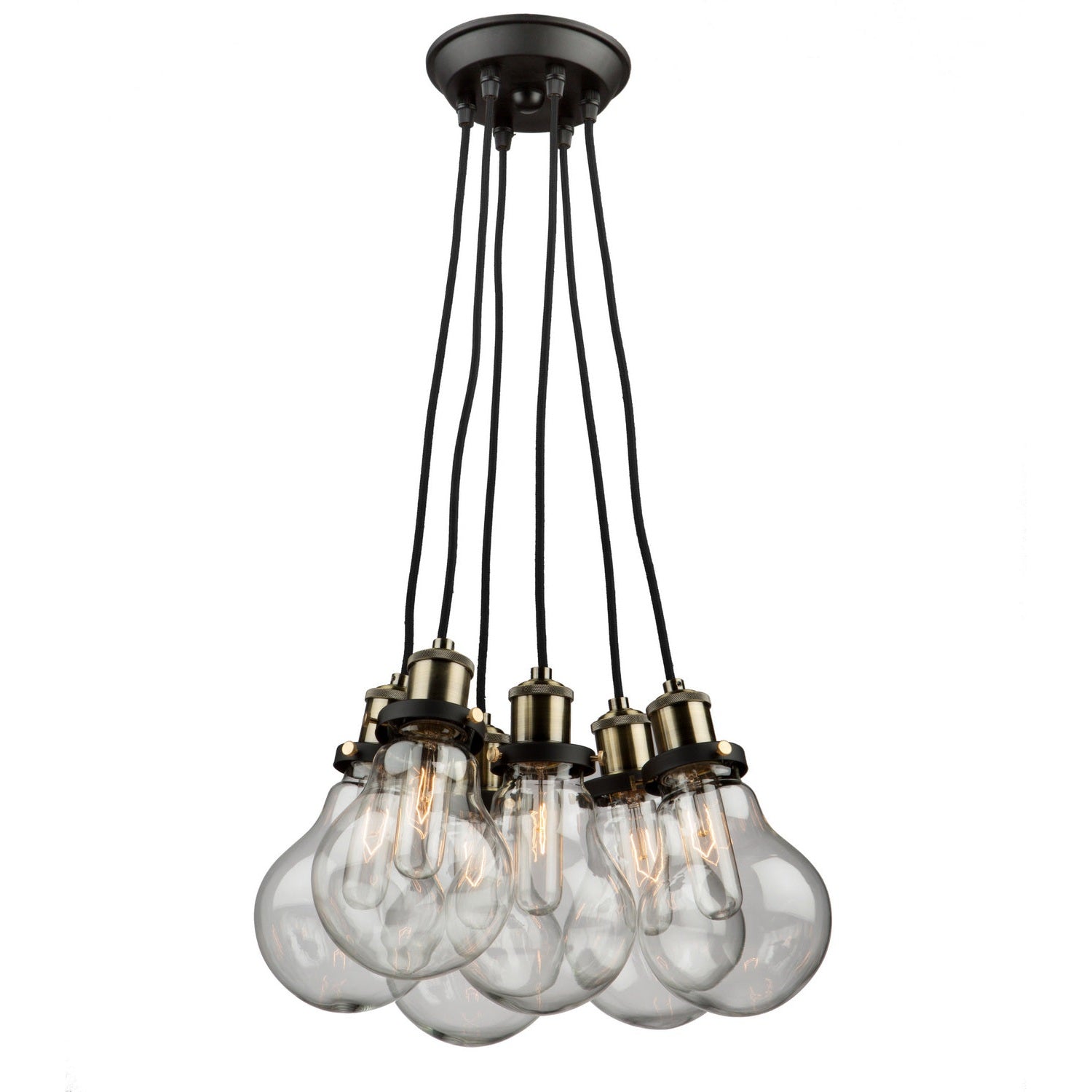 Artcraft - AC10485 - Five Light Chandelier - Edison - Matte Black & Vintage Brass