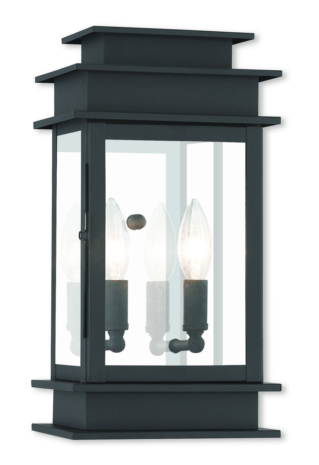 Livex Lighting - 2014-04 - Two Light Outdoor Wall Lantern - Princeton - Black w/ Polished Chrome Stainless Steel