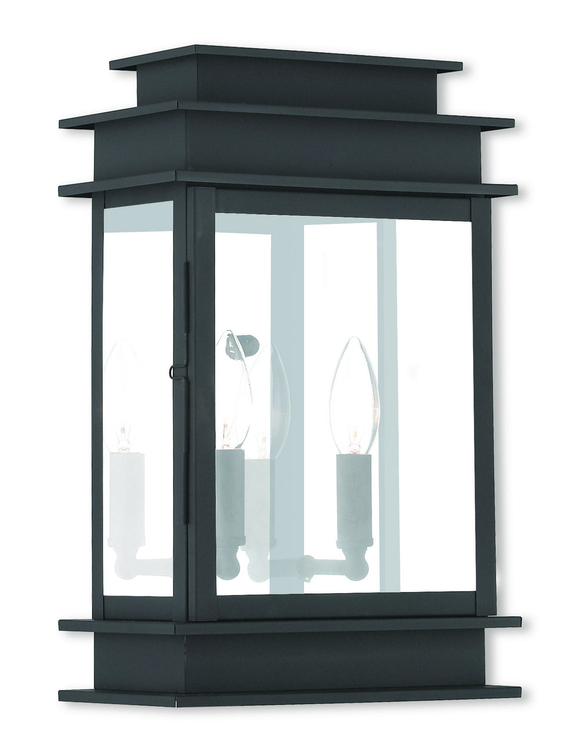 Livex Lighting - 2016-04 - Two Light Outdoor Wall Lantern - Princeton - Black w/ Polished Chrome Stainless Steel