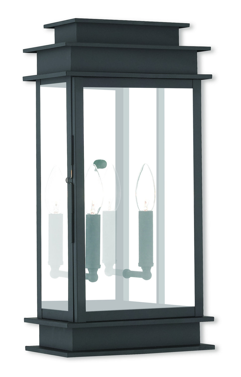 Livex Lighting - 2018-04 - Two Light Outdoor Wall Lantern - Princeton - Black w/ Polished Chrome Stainless Steel