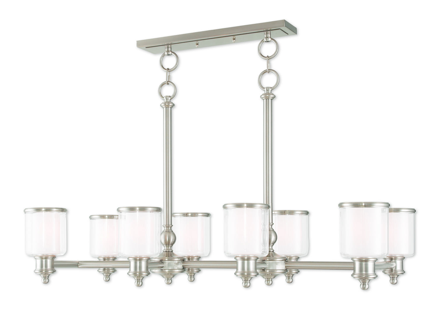 Livex Lighting - 40208-91 - Eight Light Linear Chandelier - Middlebush - Brushed Nickel