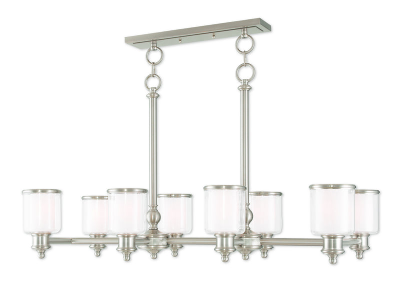 Livex Lighting - 40208-91 - Eight Light Linear Chandelier - Middlebush - Brushed Nickel
