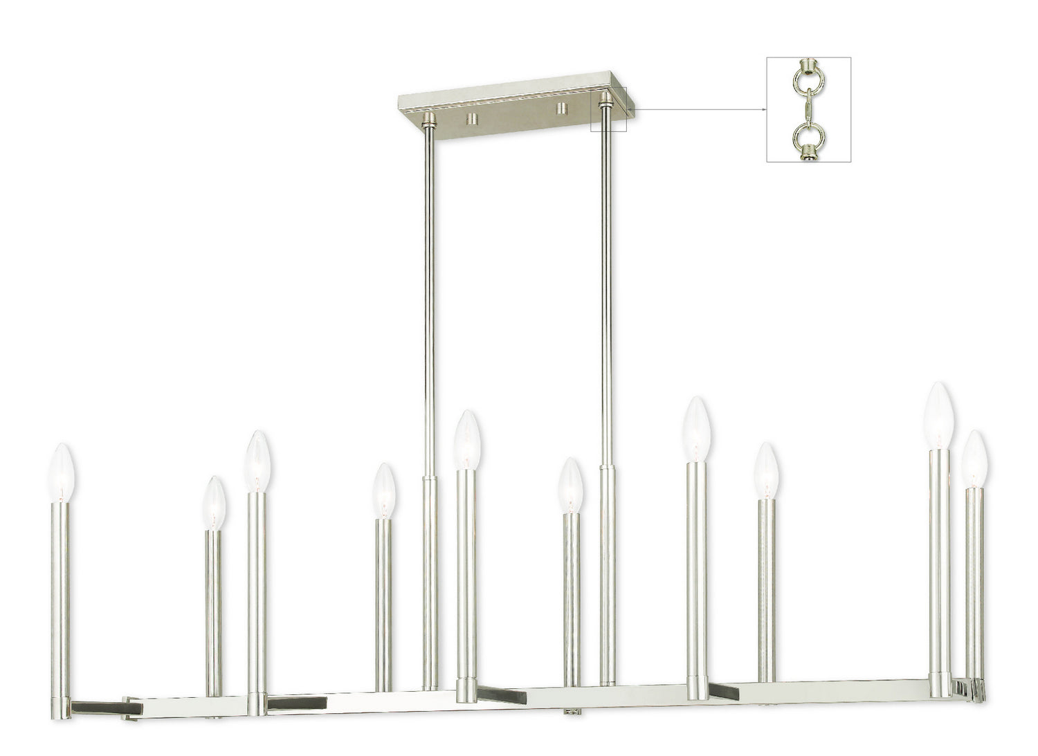 Livex Lighting - 40259-35 - Ten Light Linear Chandelier - Alpine - Polished Nickel