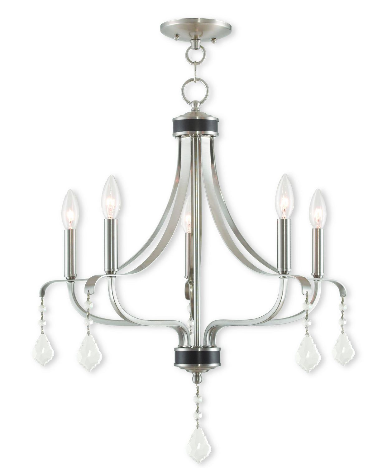 Livex Lighting - 40785-91 - Five Light Chandelier - Laurel - Brushed Nickel w/ English Bronzes