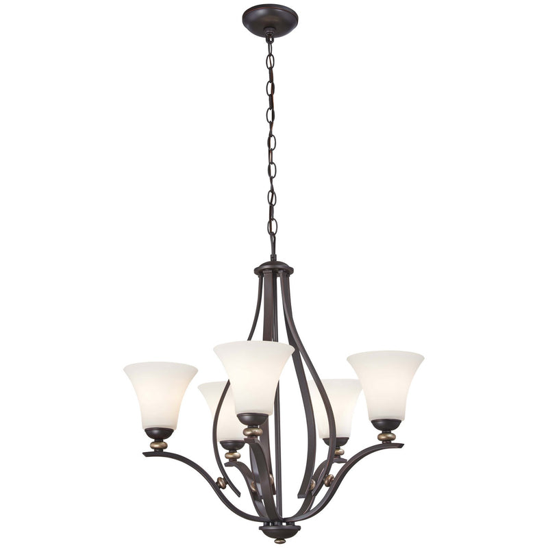 Minka-Lavery - 3285-589 - Five Light Chandelier - Shadowglen - Lathan Bronze With Gold Highli