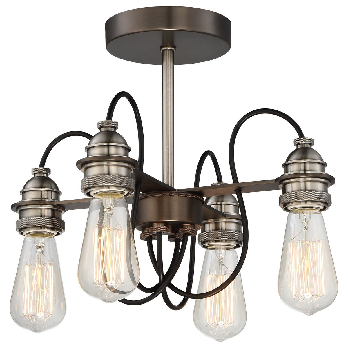 Minka-Lavery - 4454-784 - Four Light Semi Flush Mount - Uptown Edison - Harvard Court Bronze W/Pewter