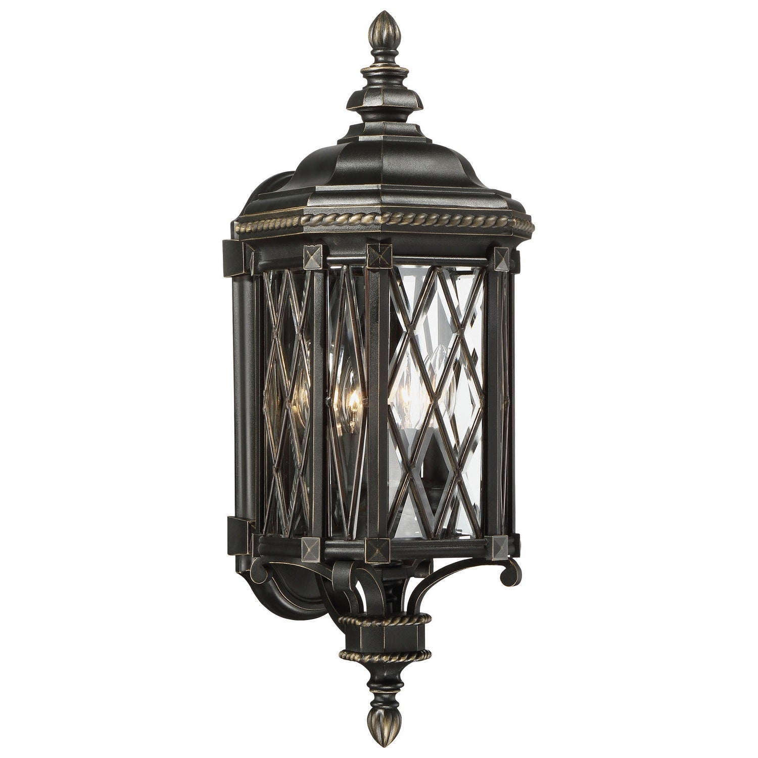 Minka-Lavery - 9321-585 - Four Light Outdoor Wall Mount - Bexley Manor - Coal W/Gold Highlights