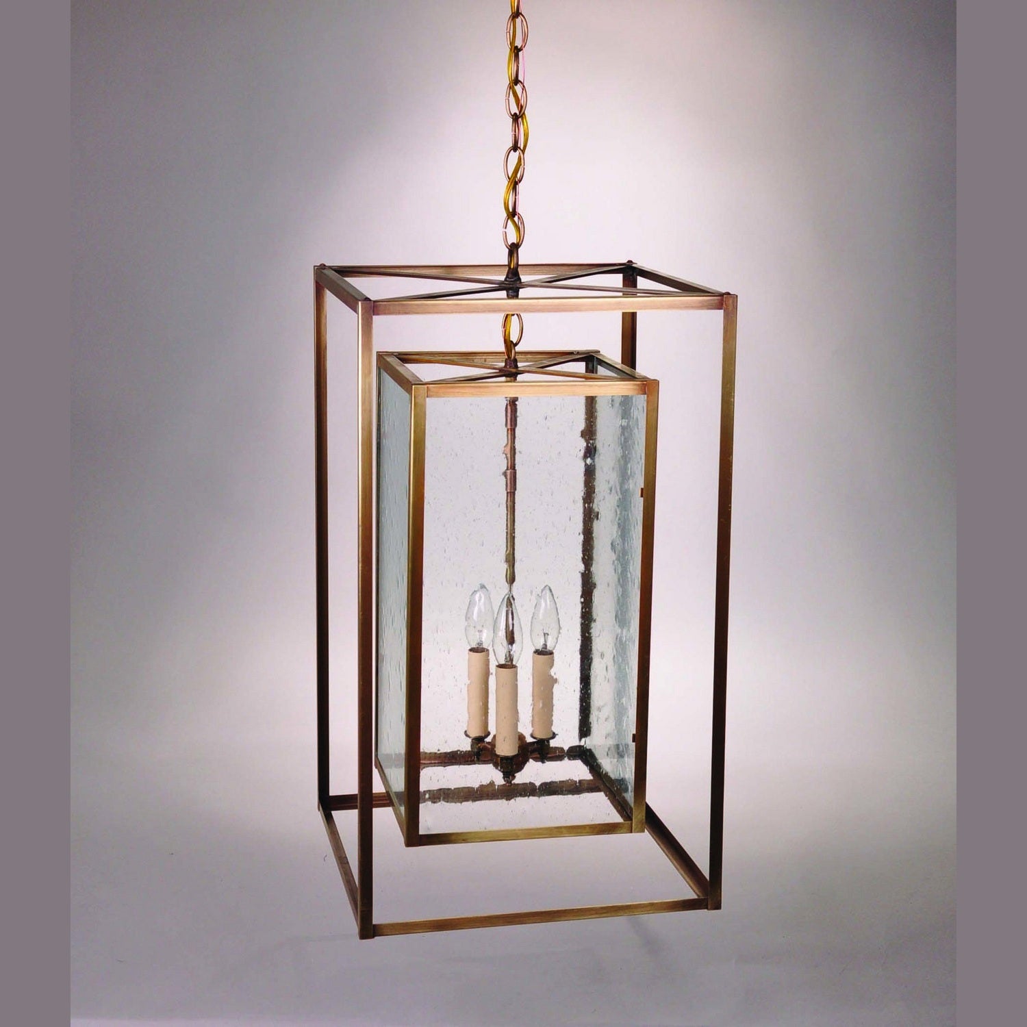 Northeast Lantern - SS1424-AB-LT3-CSG - Three Light Hanging Lantern - Foyer - Antique Brass