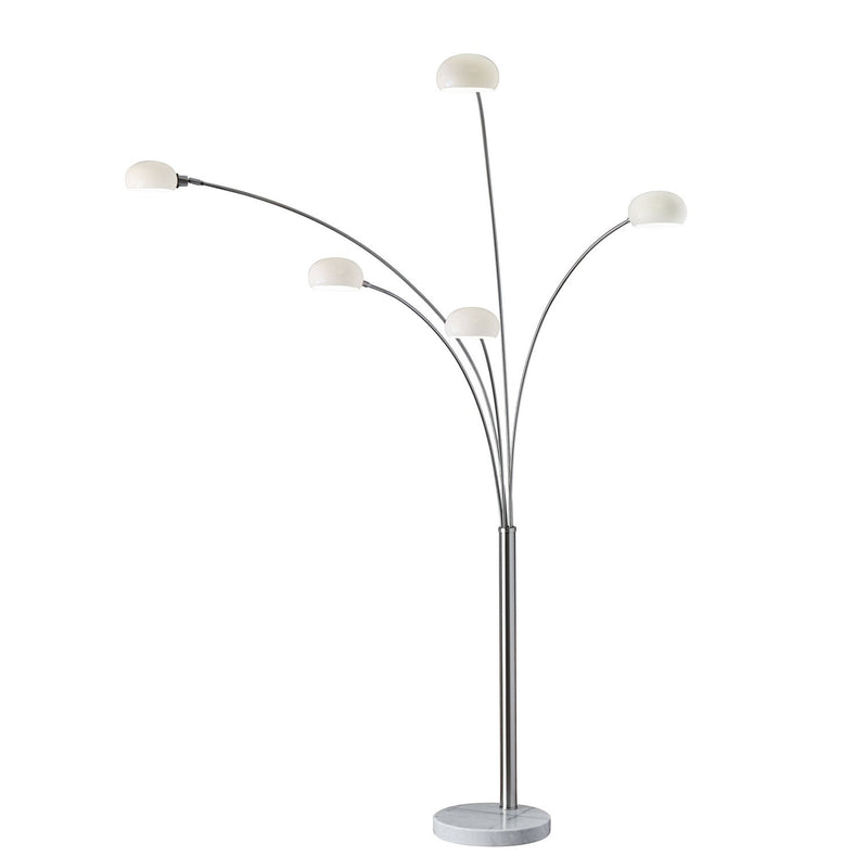 Adesso Home - 3346-22 - Five Light Arc Lamp - Luna - White Marble