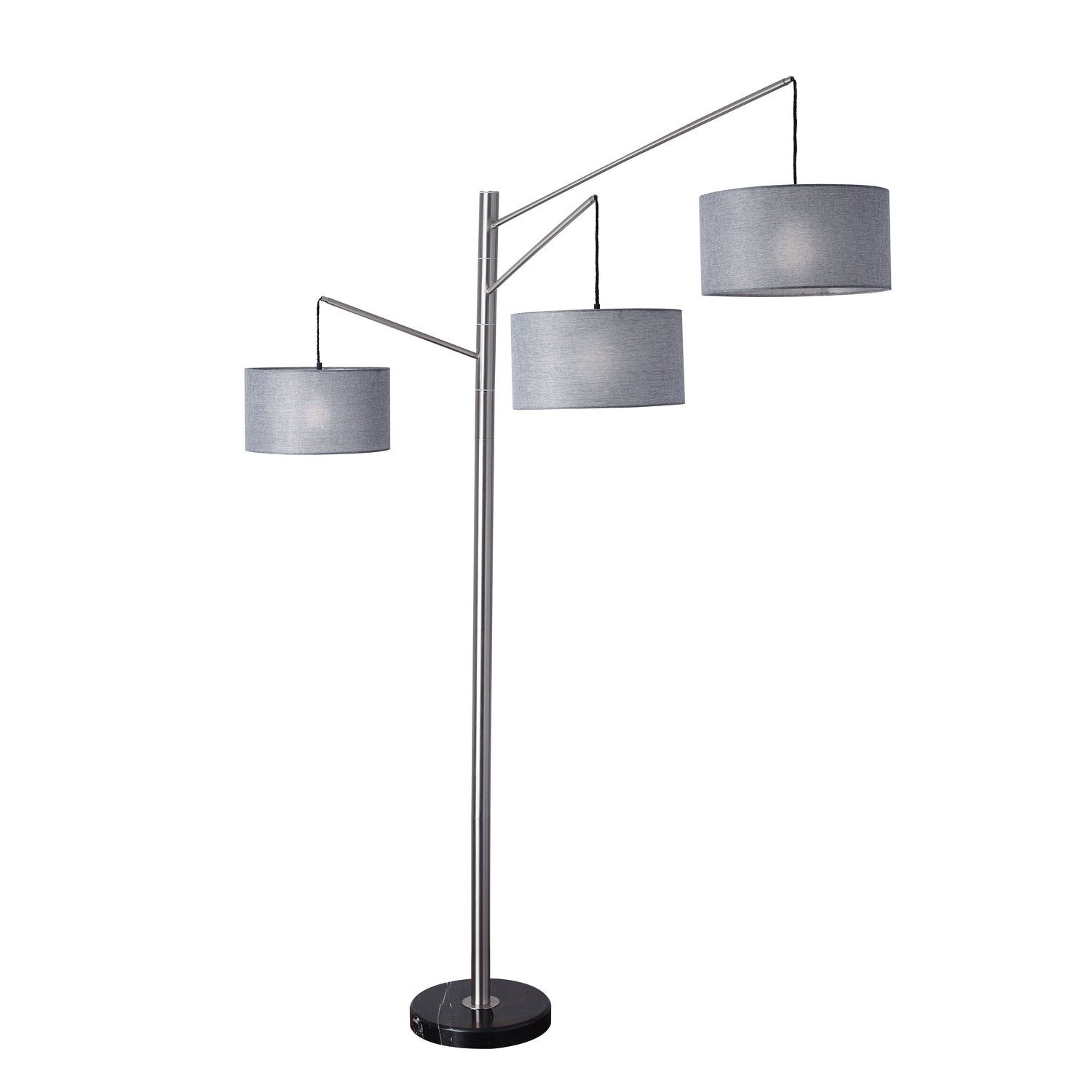 Adesso Home - 4255-22 - Three Light Arc Lamp - Wellington - Black Marble