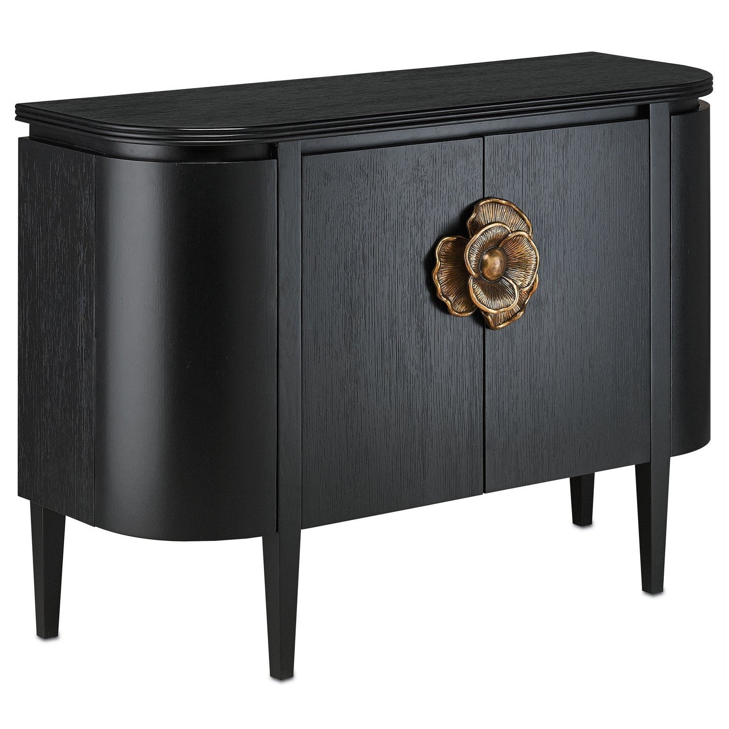 Currey and Company - 3000-0004 - Demi-Lune - Briallen Collection - Caviar Black/Antique Brass