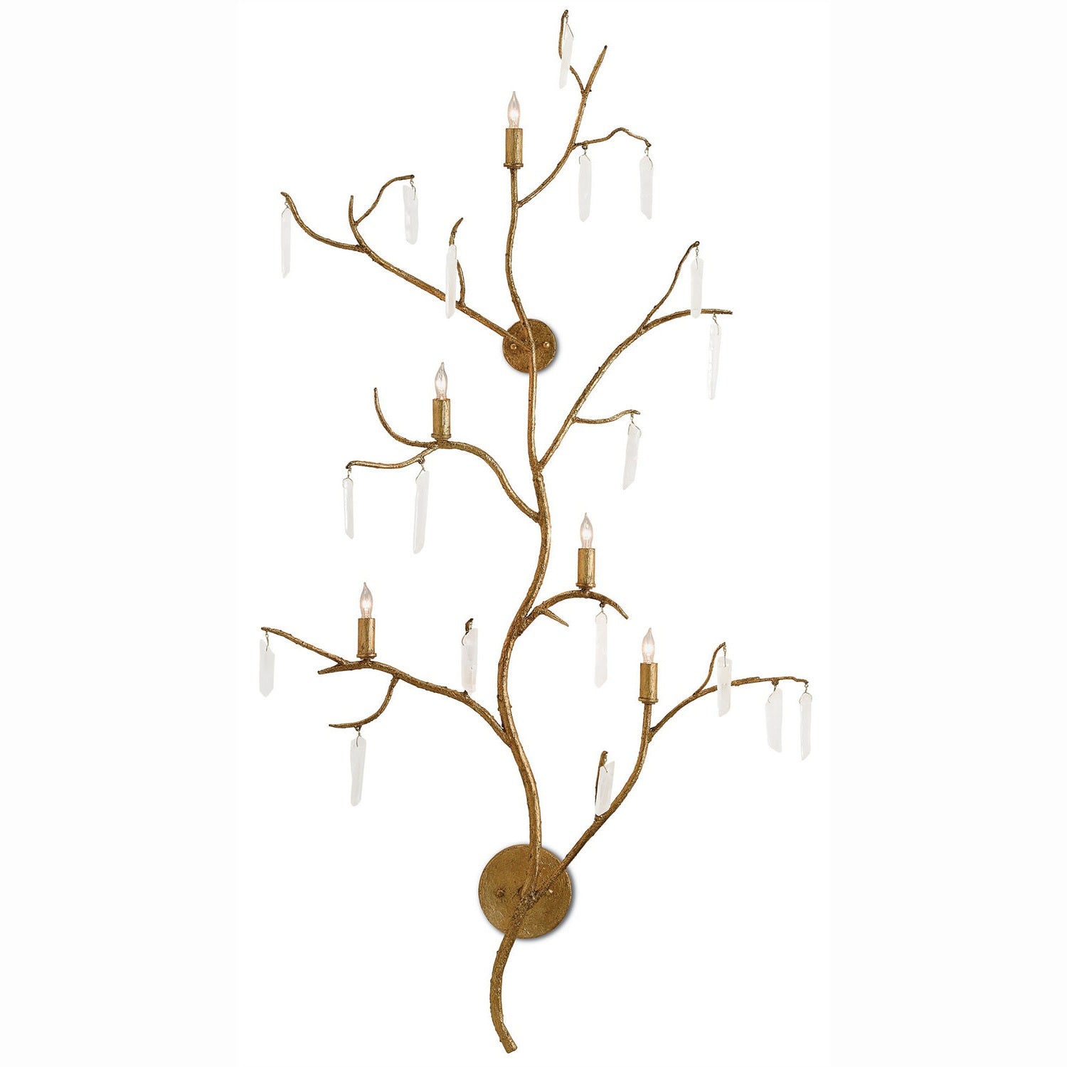 Currey and Company - 5000-0014 - Five Light Wall Sconce - Forest Light Collection - Washed Lucerne Gold/Natural