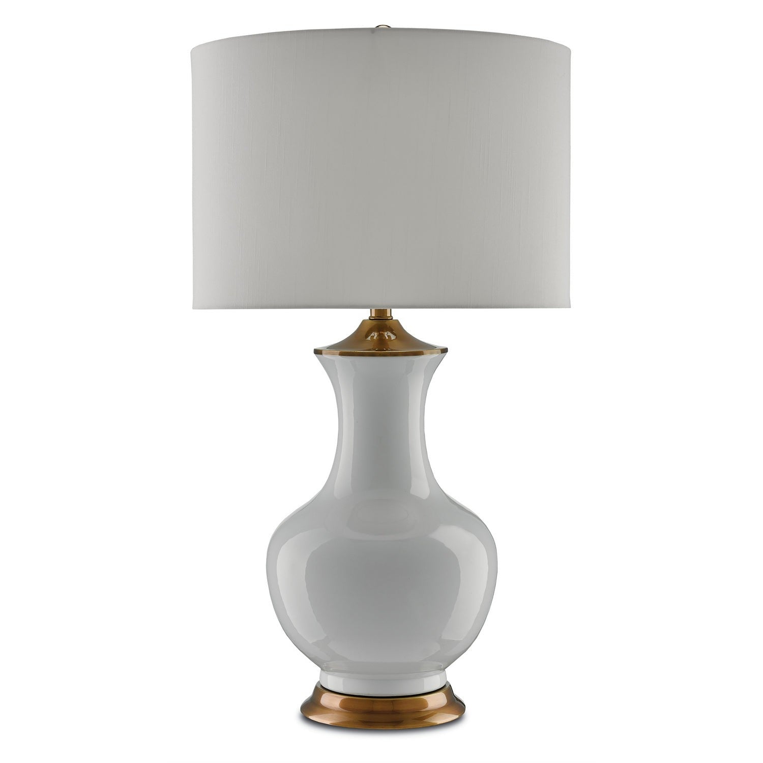 Currey and Company - 6000-0020 - One Light Table Lamp - Lilou Collection - White/Antique Brass