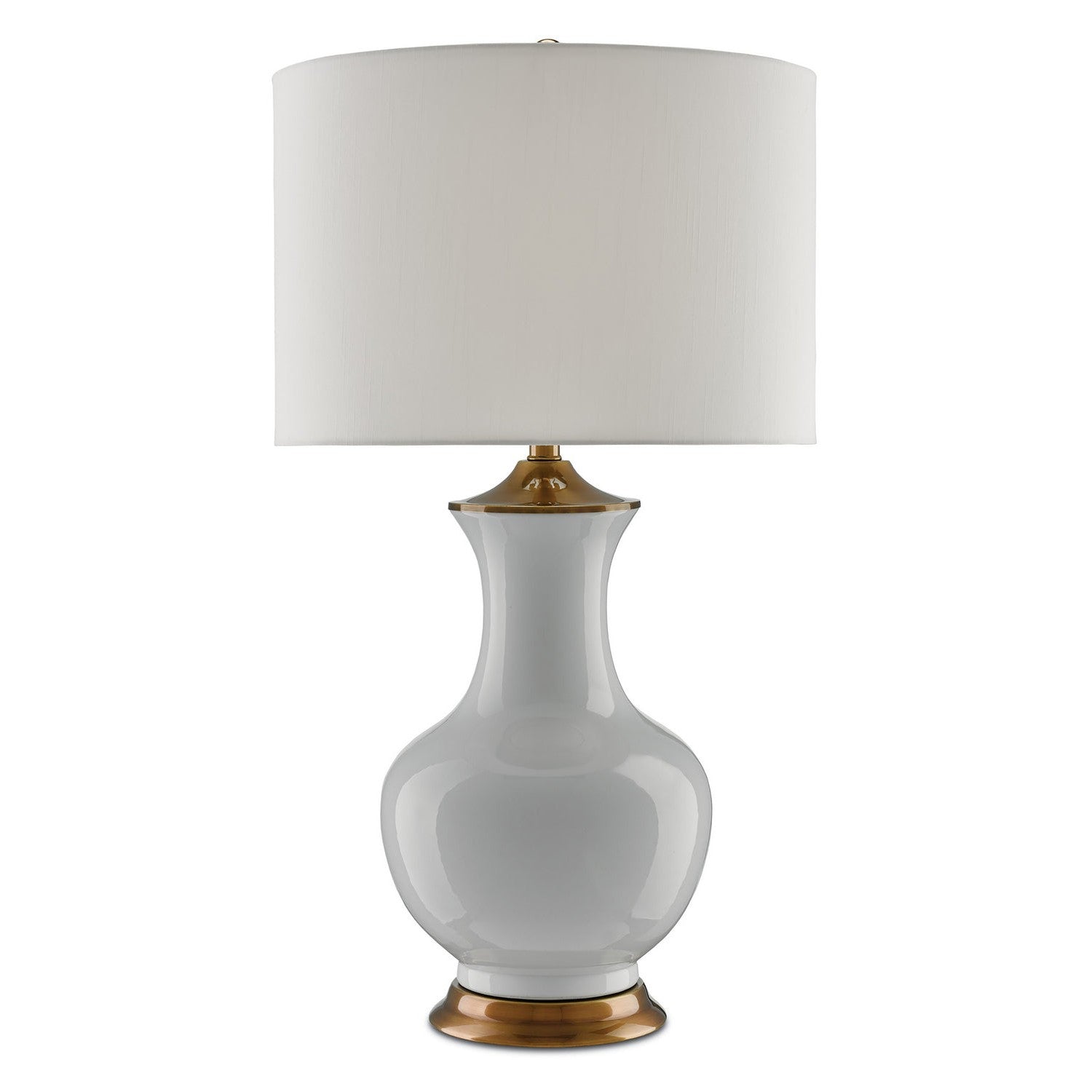 Currey and Company - 6000-0020 - One Light Table Lamp - Lilou Collection - White/Antique Brass