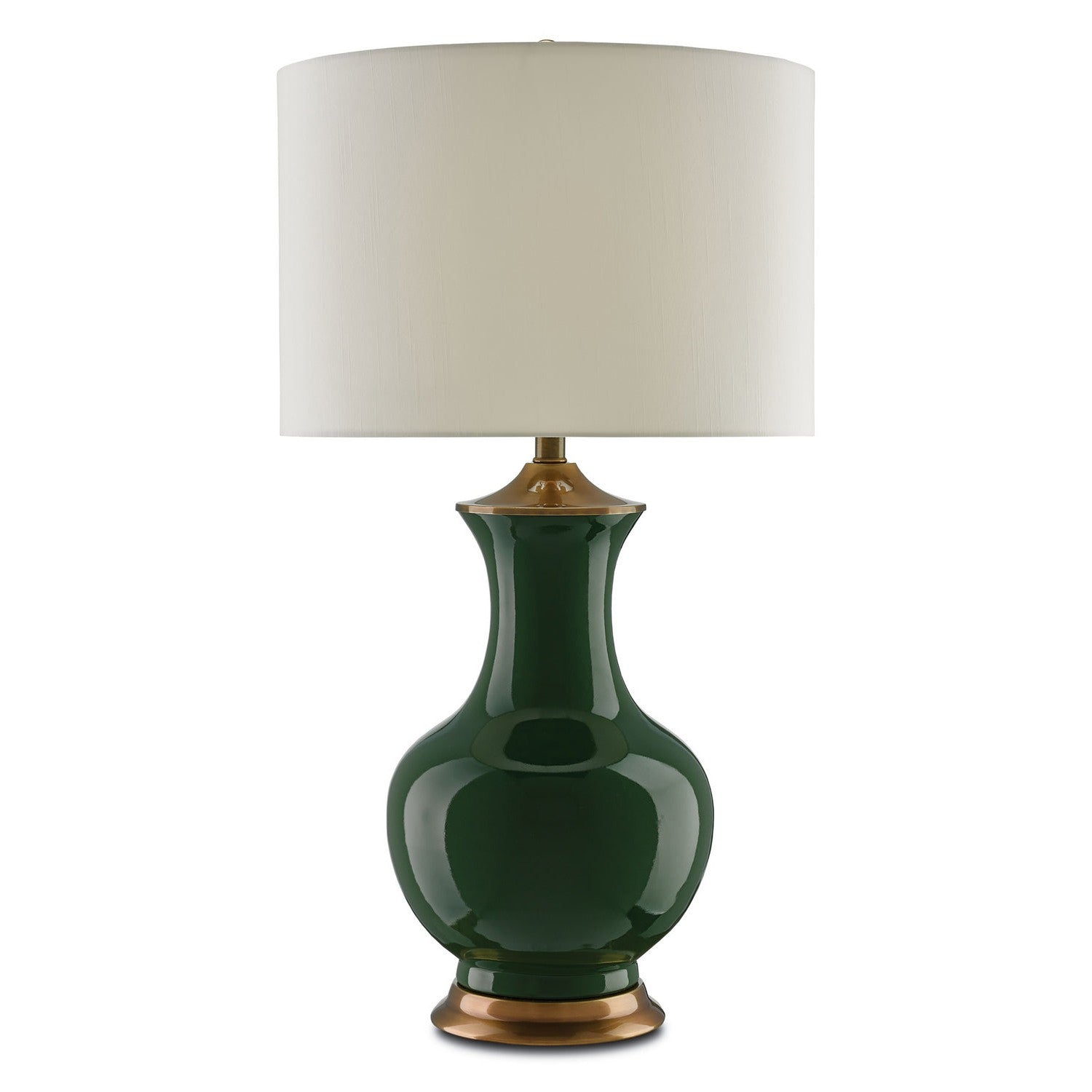 Currey and Company - 6000-0022 - One Light Table Lamp - Lilou Collection - Green/Antique Brass
