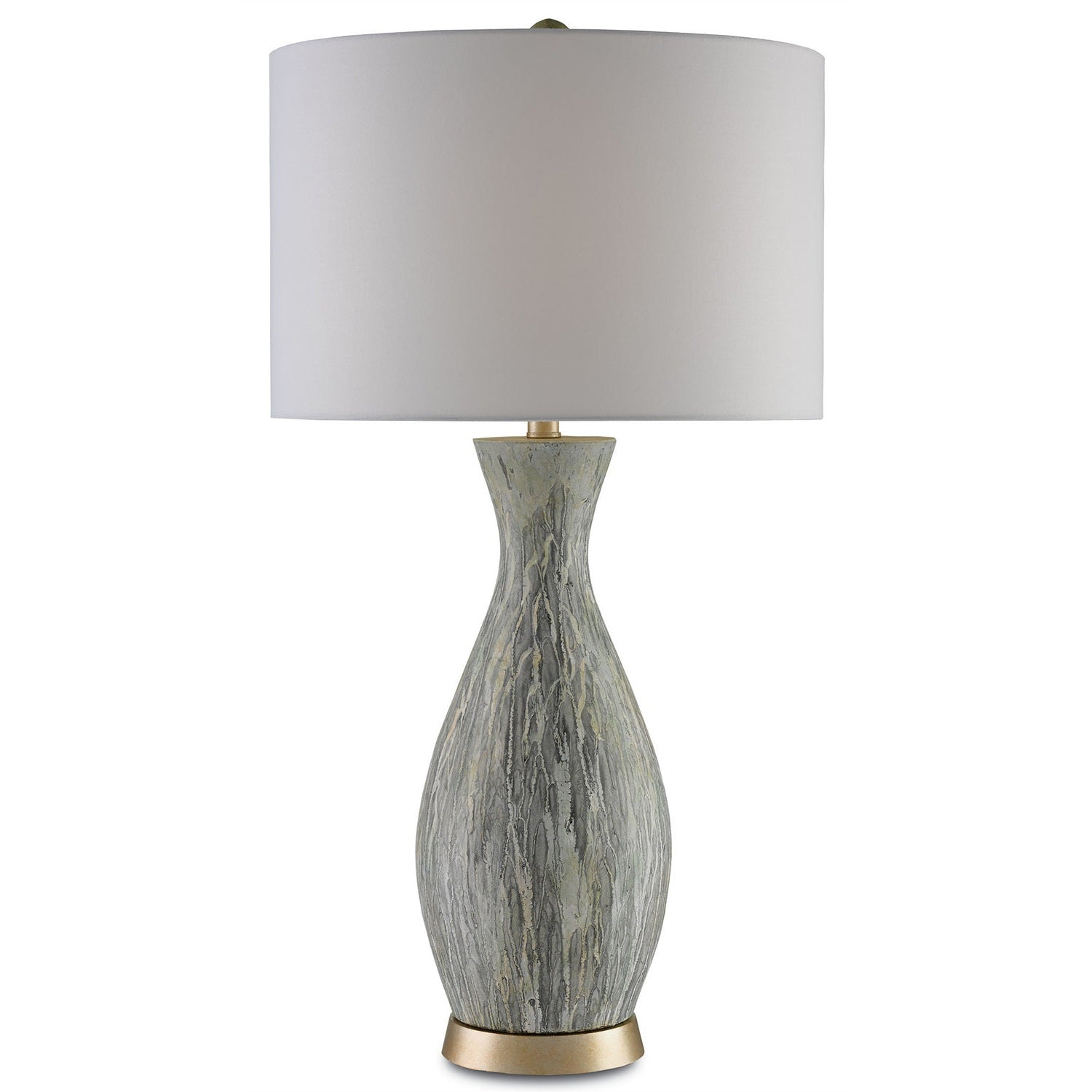 Currey and Company - 6000-0049 - One Light Table Lamp - Rana Table Lamp - Light Green/White/Silver Leaf