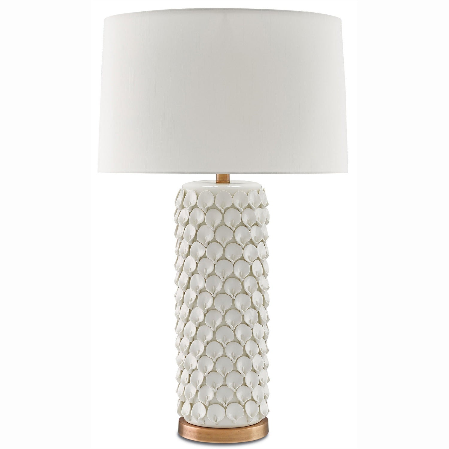 Currey and Company - 6000-0067 - One Light Table Lamp - Calla Lily White Table Lamp - Cream/Antique Brass