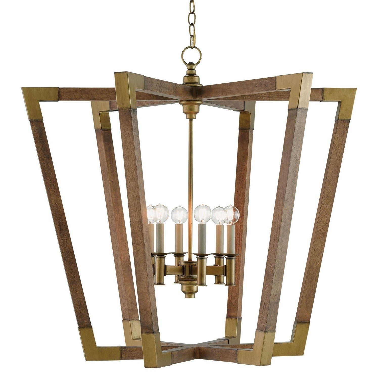 Currey and Company - 9000-0008 - Six Light Lantern - Bastian Collection - Chestnut/Brass
