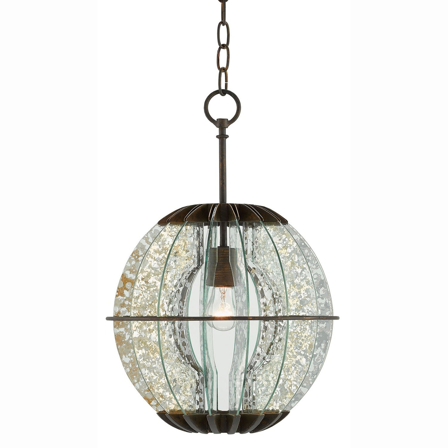 Currey and Company - 9000-0010 - One Light Pendant - Zanzibar Collection - Light Bronze Gold/Raj Mirror