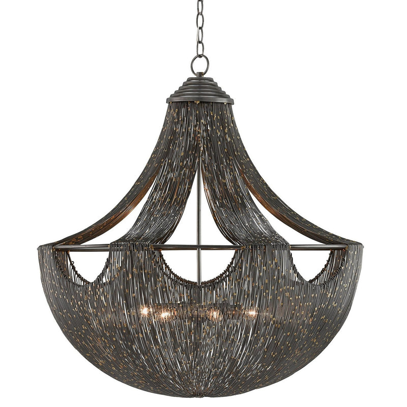 Currey and Company - 9000-0018 - Six Light Chandelier - Eduardo Chandelier - Natural Iron/Brass