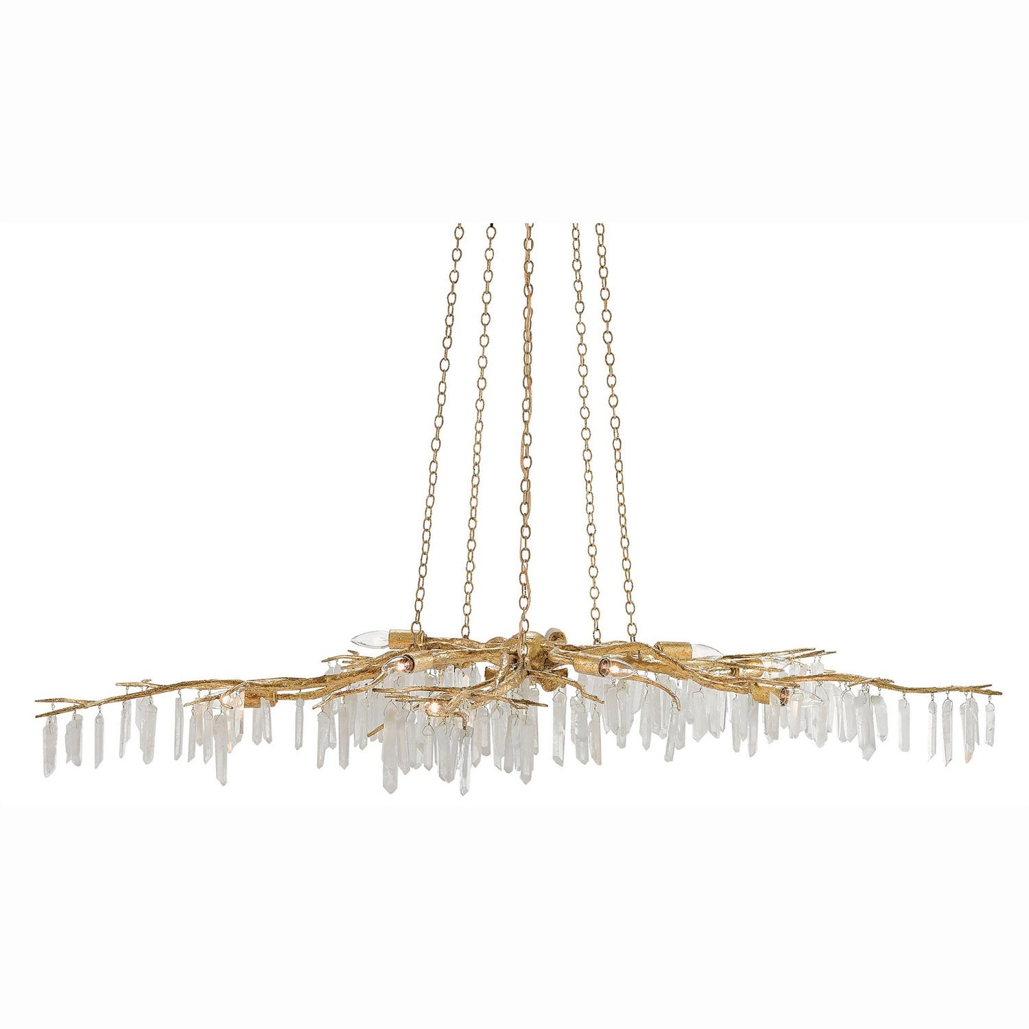 Currey and Company - 9000-0040 - Ten Light Chandelier - Forest Light Collection - Washed Lucerne Gold/Natural