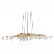 Currey and Company - 9000-0040 - Ten Light Chandelier - Forest Light Collection - Washed Lucerne Gold/Natural