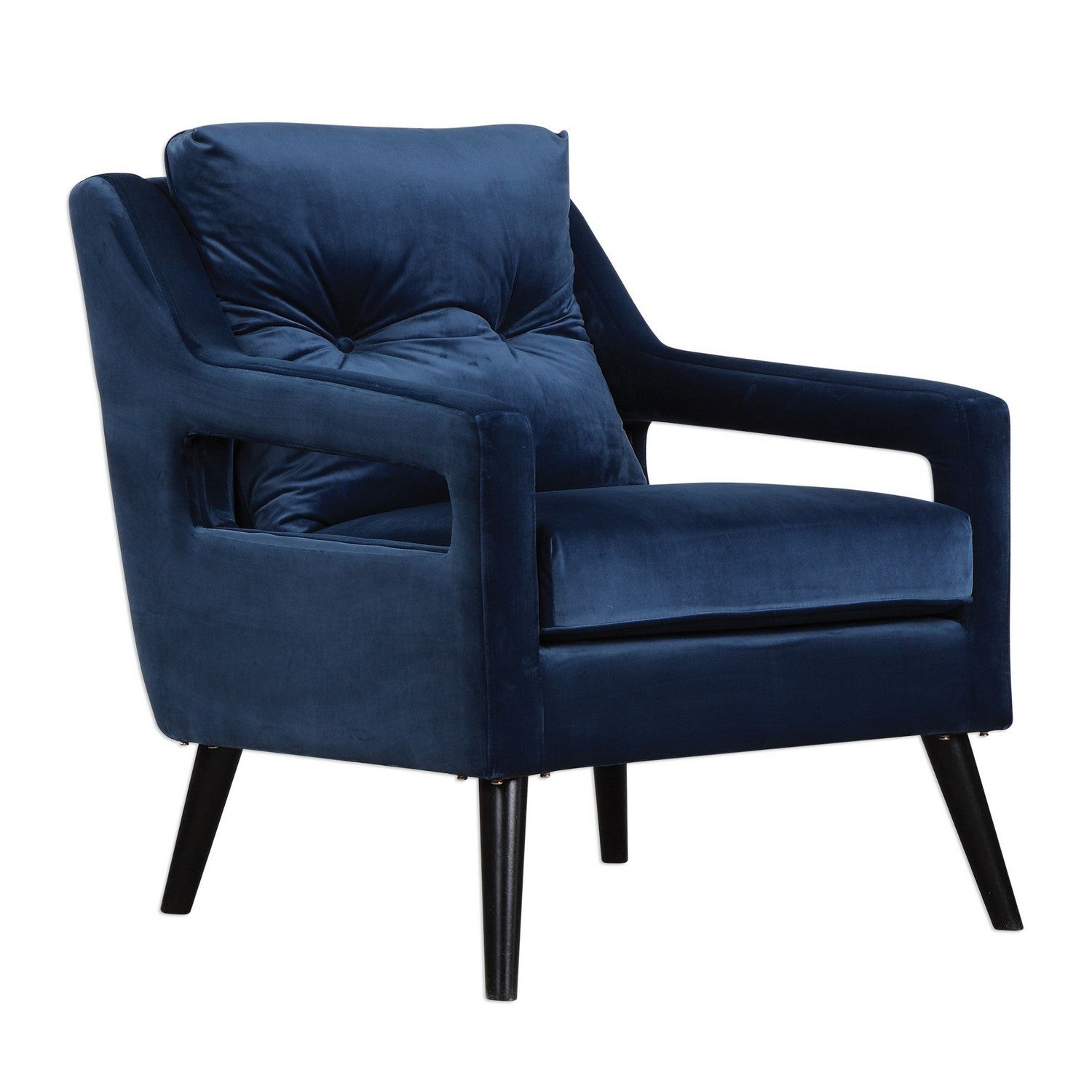 Uttermost - 23318 - Arm Chair - O'Brien - Blue Polyester Velvet/Antique Black