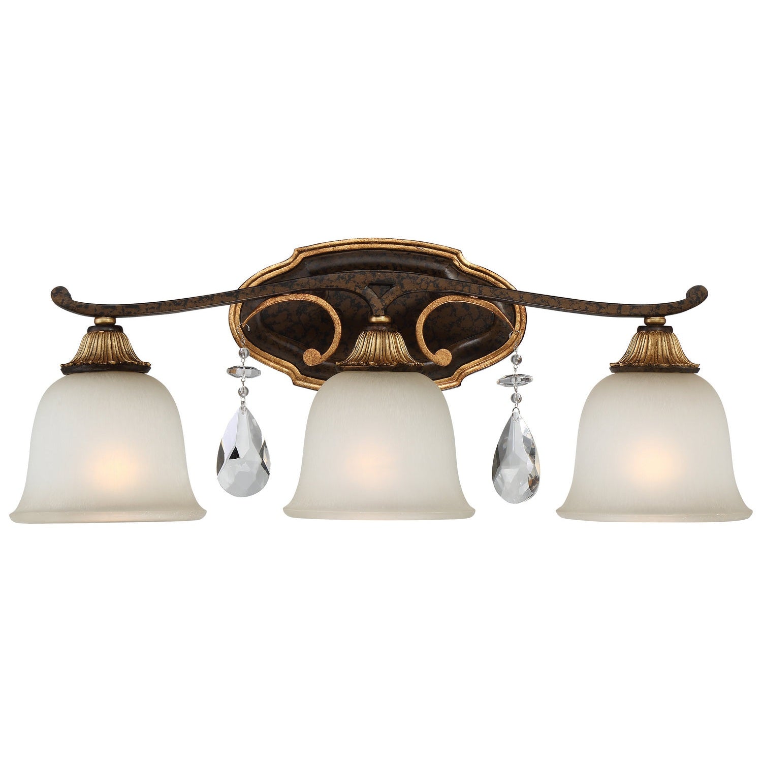 Metropolitan - N1463-652 - Three Light Bath - Chateau Nobles - Raven Bronze W/Sunburst Gold H