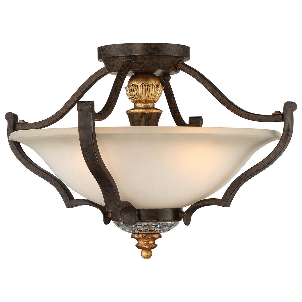 Metropolitan - N6450-652 - Three Light Semi Flush Mount - Chateau Nobles - Raven Bronze With Sunburst Gold Leaf Highlights