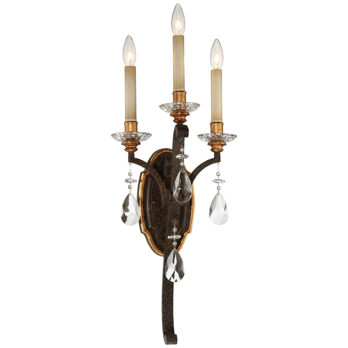 Metropolitan - N6453-652 - Three Light Wall Sconce - Chateau Nobles - Raven Bronze W/Sunburst Gold H