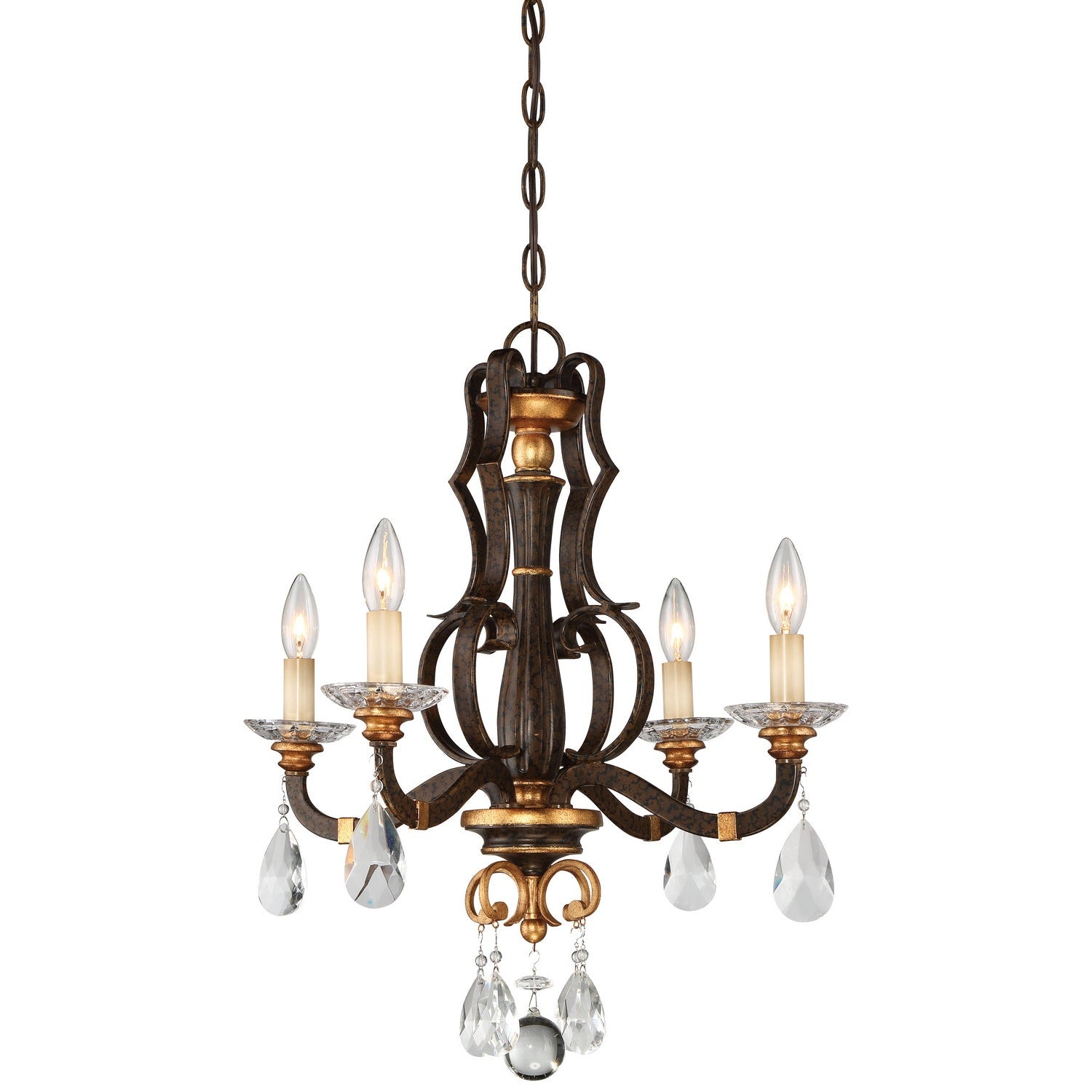 Metropolitan - N6454-652 - Four Light Mini Chandelier - Chateau Nobles - Raven Bronze W/Sunburst Gold H