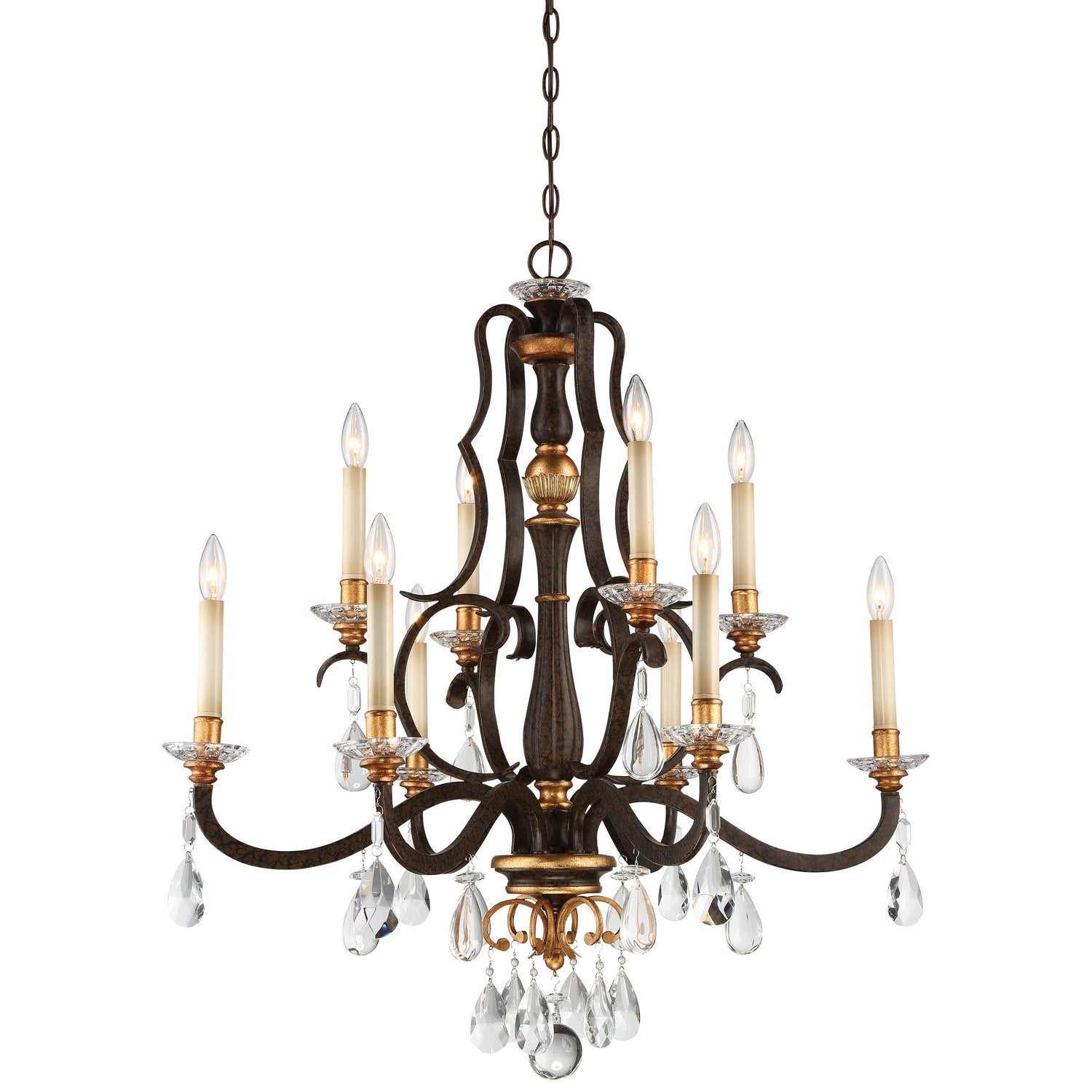 Metropolitan - N6459-652 - Ten Light Chandelier - Chateau Nobles - Raven Bronze With Sunburst Gold Leaf Highlights
