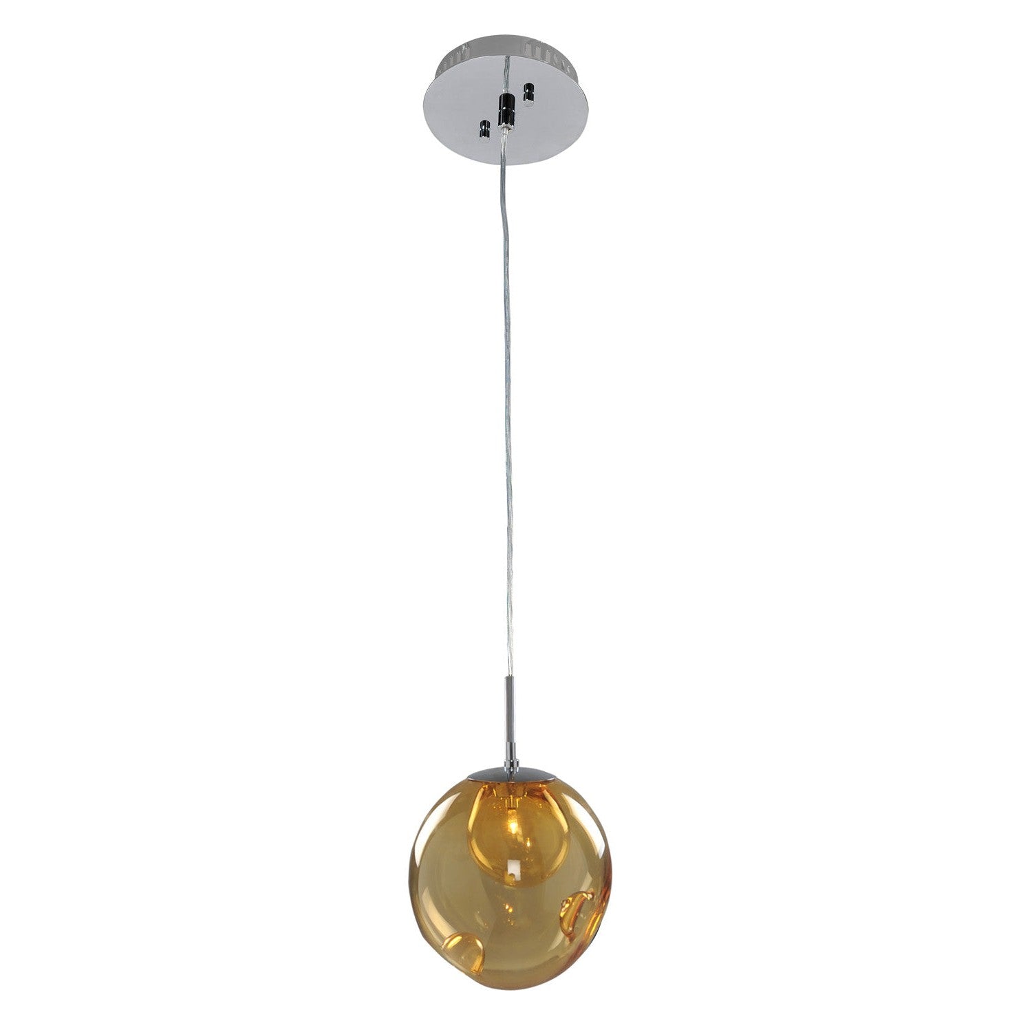Kalco - 309510CH/AMBER - One Light Mini Pendant - Meteor - Chrome