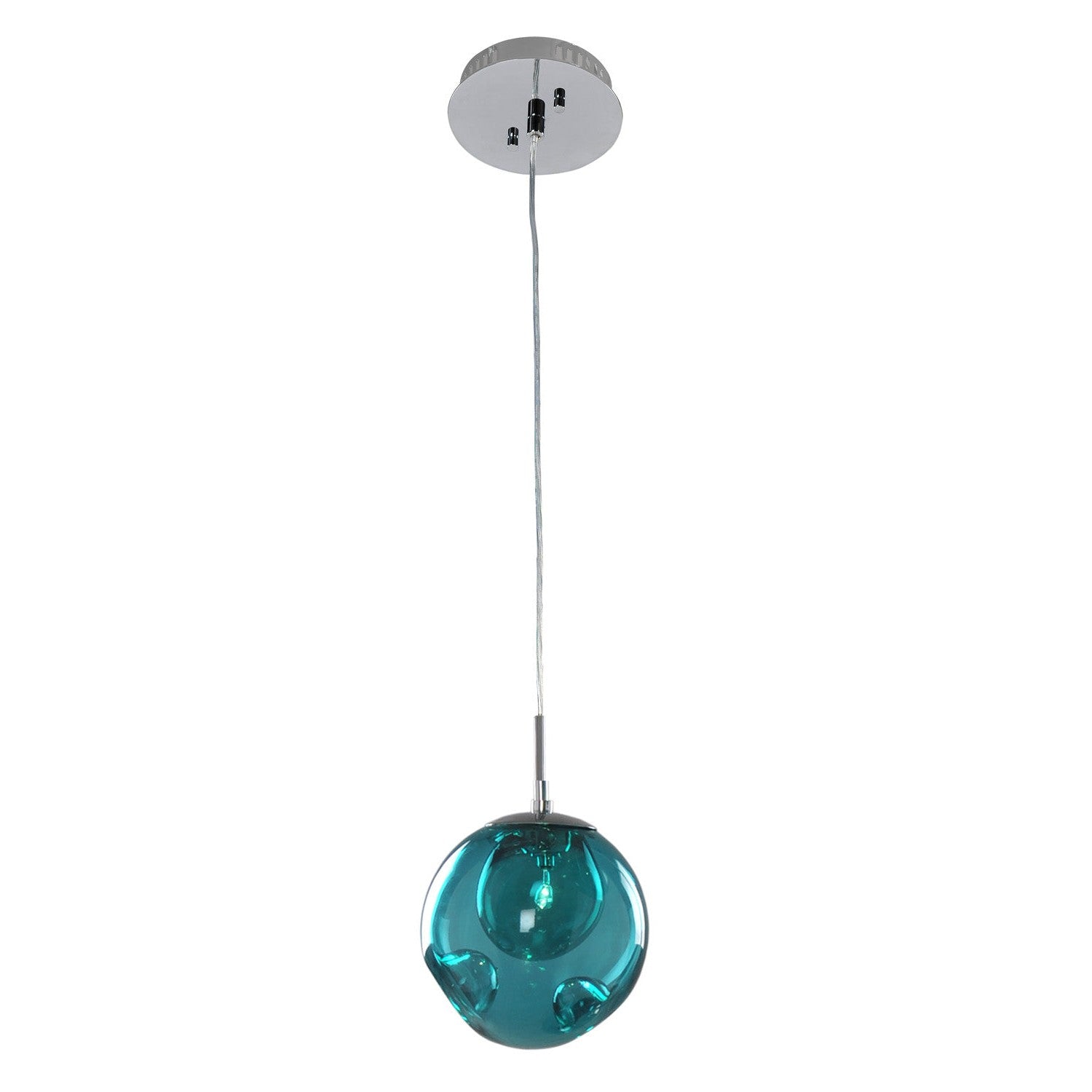 Kalco - 309510CH/AQUA - One Light Mini Pendant - Meteor - Chrome