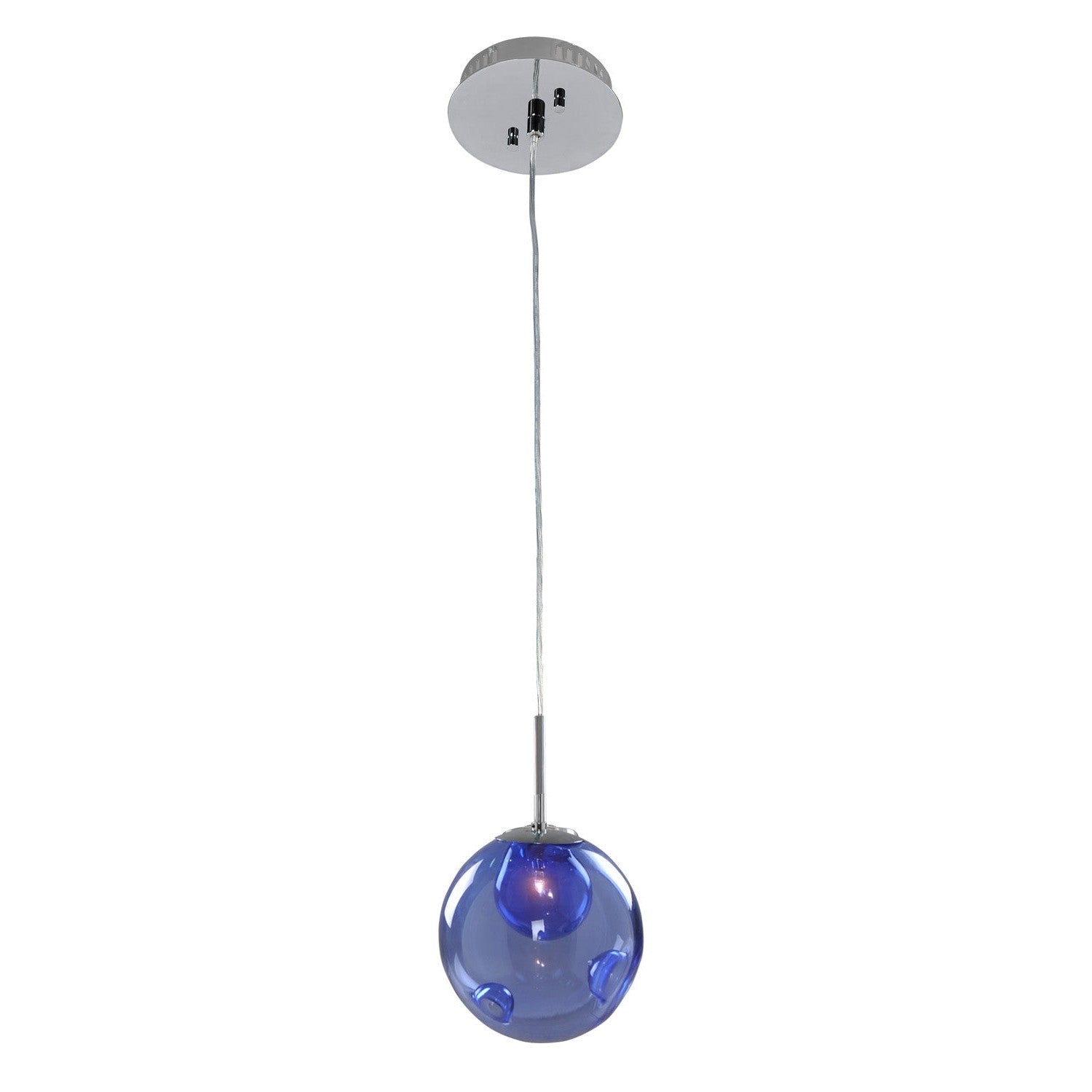 Kalco - 309510CH/SAPPH - One Light Mini Pendant - Meteor - Chrome