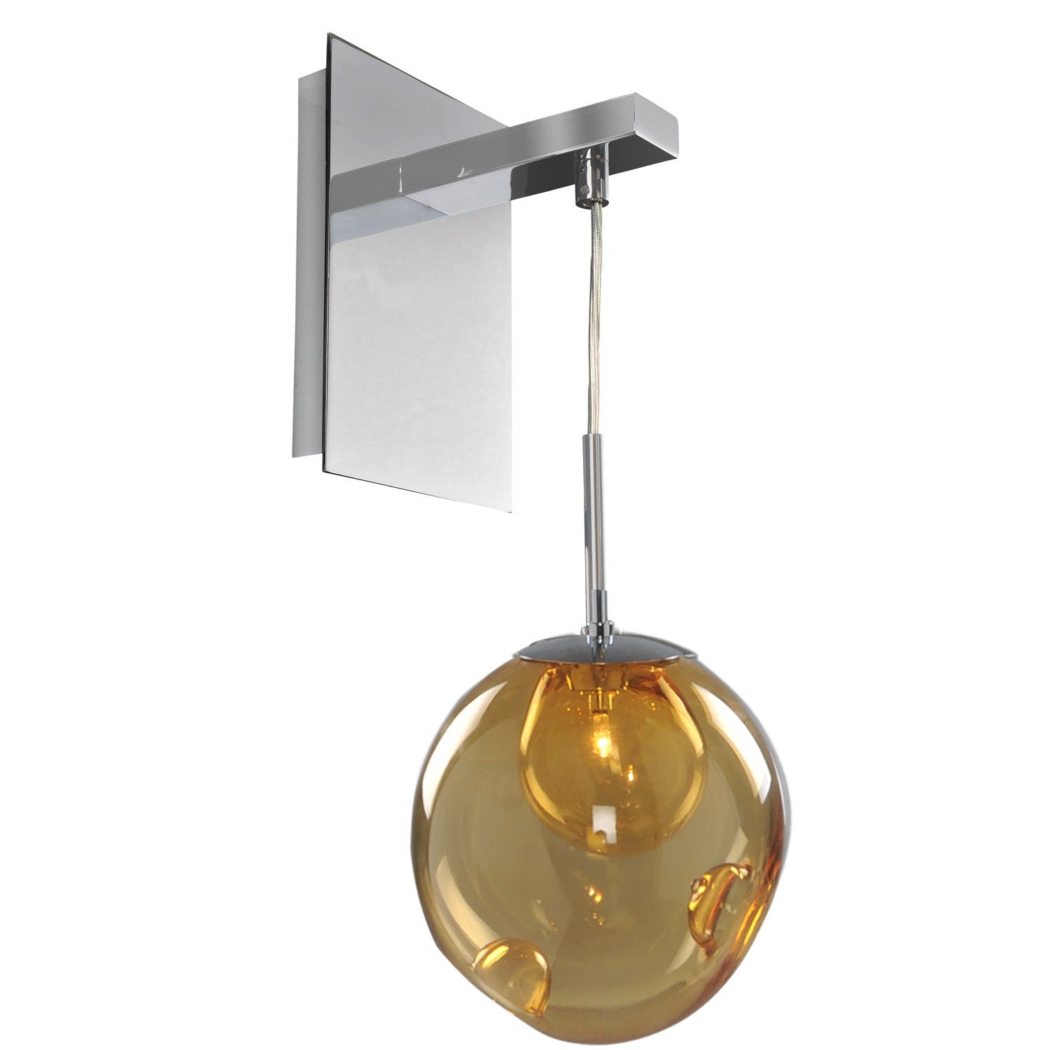 Kalco - 309520CH/AMBER - One Light Wall Bracket - Meteor - Chrome
