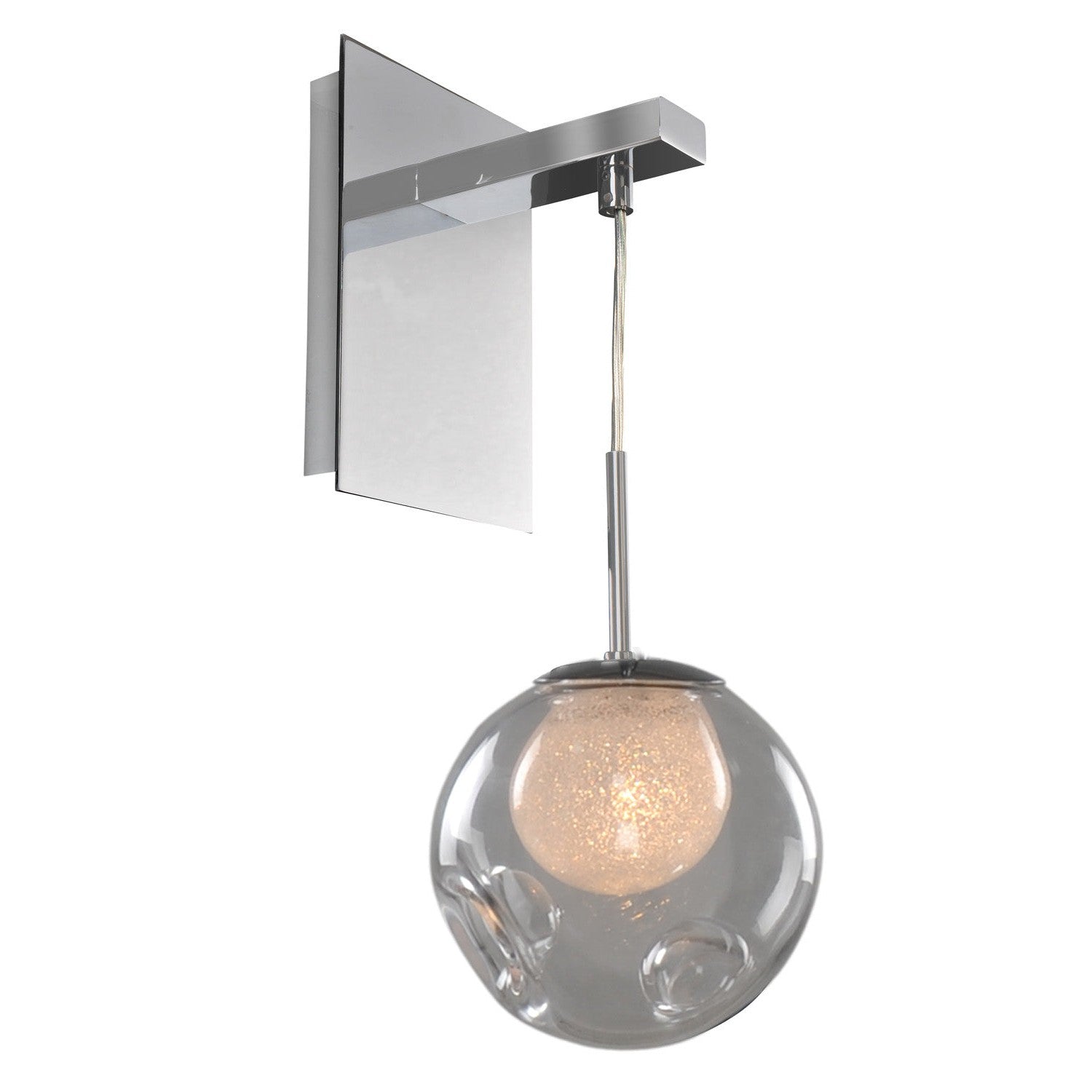 Kalco - 309520CH/CLEAR - One Light Wall Bracket - Meteor - Chrome