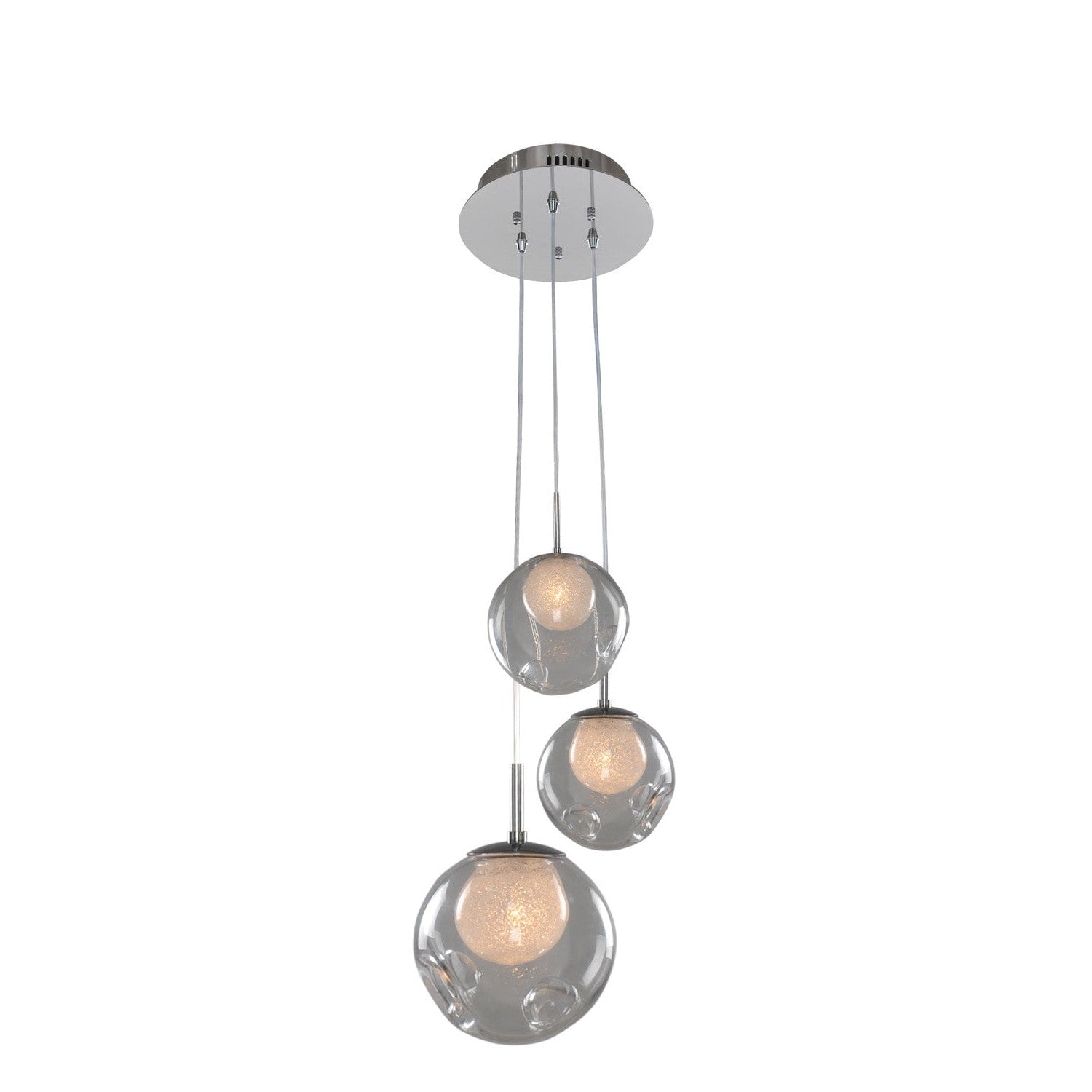 Kalco - 309540CH/CLEAR - Three Light Pendant - Meteor - Chrome